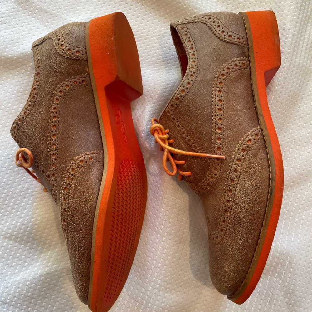 Cole Haan Alisa Sequoia Oxford Wingtip Shoes, Brown and Orange, Size 7 - Picture 3 of 6